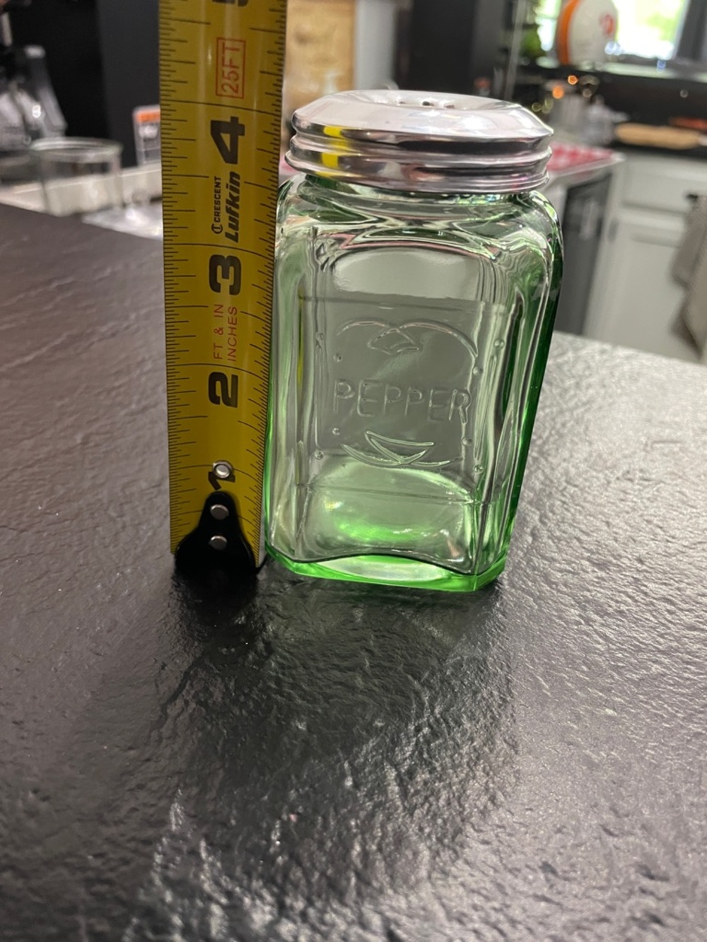 Green Glass Pepper Shaker Jar with Silver Lid - Picture 6 of 7